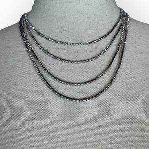 Banana Republic Silver-Tone Single Strand Rhinestone‎ 36" Necklace